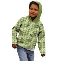 Lime Palaka Hawaii Cowboy Kid Hoodie Puakenikeni Lei Paniolo Papale Seamless Vibes LT14 - Polynesian Pride