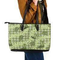 Lime Palaka Hawaii Cowboy Leather Tote Bag Puakenikeni Lei Paniolo Papale Seamless Vibes LT14 - Polynesian Pride