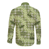 Lime Palaka Hawaii Cowboy Long Sleeve Button Shirt Puakenikeni Lei Paniolo Papale Seamless Vibes LT14 - Polynesian Pride