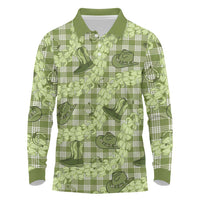 Lime Palaka Hawaii Cowboy Long Sleeve Polo Shirt Puakenikeni Lei Paniolo Papale Seamless Vibes LT14 Lime - Polynesian Pride