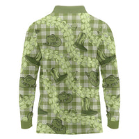 Lime Palaka Hawaii Cowboy Long Sleeve Polo Shirt Puakenikeni Lei Paniolo Papale Seamless Vibes LT14 - Polynesian Pride