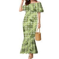 Lime Palaka Hawaii Cowboy Mermaid Dress Puakenikeni Lei Paniolo Papale Seamless Vibes LT14 Women Lime - Polynesian Pride