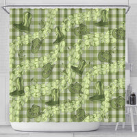 Lime Palaka Hawaii Cowboy Shower Curtain Puakenikeni Lei Paniolo Papale Seamless Vibes LT14 - Polynesian Pride