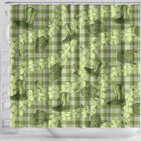 Lime Palaka Hawaii Cowboy Shower Curtain Puakenikeni Lei Paniolo Papale Seamless Vibes LT14 - Polynesian Pride
