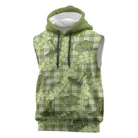 Lime Palaka Hawaii Cowboy Sleeveless Hoodie Puakenikeni Lei Paniolo Papale Seamless Vibes LT14 Lime - Polynesian Pride