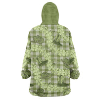 Lime Palaka Hawaii Cowboy Wearable Blanket Hoodie Puakenikeni Lei Paniolo Papale Seamless Vibes LT14 - Polynesian Pride