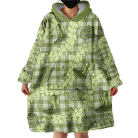 Lime Palaka Hawaii Cowboy Wearable Blanket Hoodie Puakenikeni Lei Paniolo Papale Seamless Vibes LT14 - Polynesian Pride