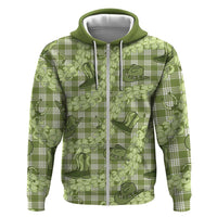 Lime Palaka Hawaii Cowboy Zip Hoodie Puakenikeni Lei Paniolo Papale Seamless Vibes LT14 Zip Hoodie Lime - Polynesian Pride