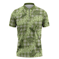 Lime Palaka Hawaii Cowboy Zipper Polo Shirt Puakenikeni Lei Paniolo Papale Seamless Vibes LT14 Lime - Polynesian Pride