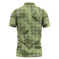 Lime Palaka Hawaii Cowboy Zipper Polo Shirt Puakenikeni Lei Paniolo Papale Seamless Vibes LT14 - Polynesian Pride