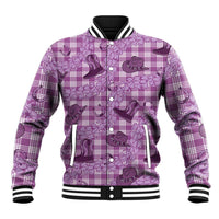 Purple Palaka Hawaii Cowboy Baseball Jacket Puakenikeni Lei Paniolo Papale Seamless Vibes LT14 Unisex Purple - Polynesian Pride