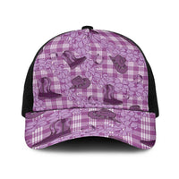 Purple Palaka Hawaii Cowboy Baseball Net Cap Puakenikeni Lei Paniolo Papale Seamless Vibes LT14 One Size Black Purple - Polynesian Pride