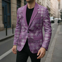 Purple Palaka Hawaii Cowboy Blazer Puakenikeni Lei Paniolo Papale Seamless Vibes LT14 - Polynesian Pride