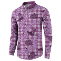 Purple Palaka Hawaii Cowboy Button Sweatshirt Puakenikeni Lei Paniolo Papale Seamless Vibes - Polynesian Pride