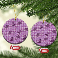 Purple Palaka Hawaii Cowboy Ceramic Ornament Puakenikeni Lei Paniolo Papale Seamless Vibes LT14 Circle Purple - Polynesian Pride