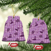 Purple Palaka Hawaii Cowboy Ceramic Ornament Puakenikeni Lei Paniolo Papale Seamless Vibes LT14 Bell Flake Purple - Polynesian Pride