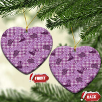 Purple Palaka Hawaii Cowboy Ceramic Ornament Puakenikeni Lei Paniolo Papale Seamless Vibes LT14 Heart Purple - Polynesian Pride