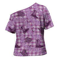 Purple Palaka Hawaii Cowboy Cross Shoulder Shirt Puakenikeni Lei Paniolo Papale Seamless Vibes LT14 - Polynesian Pride