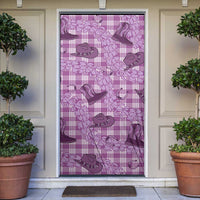Purple Palaka Hawaii Cowboy Door Cover Puakenikeni Lei Paniolo Papale Seamless Vibes LT14 Purple - Polynesian Pride