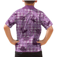 Purple Palaka Hawaii Cowboy Family Matching Mermaid Dress and Hawaiian Shirt Puakenikeni Lei Paniolo Papale Seamless Vibes LT14 - Polynesian Pride