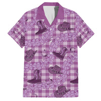 Purple Palaka Hawaii Cowboy Family Matching Off The Shoulder Long Sleeve Dress and Hawaiian Shirt Puakenikeni Lei Paniolo Papale Seamless Vibes LT14 Dad's Shirt - Short Sleeve Purple - Polynesian Pride