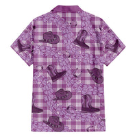 Purple Palaka Hawaii Cowboy Family Matching Off Shoulder Maxi Dress and Hawaiian Shirt Puakenikeni Lei Paniolo Papale Seamless Vibes LT14 - Polynesian Pride