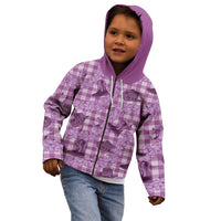 Purple Palaka Hawaii Cowboy Kid Hoodie Puakenikeni Lei Paniolo Papale Seamless Vibes LT14 - Polynesian Pride