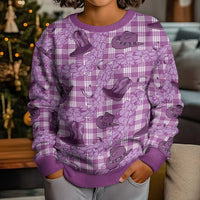 Purple Palaka Hawaii Cowboy Kid Ugly Christmas Sweater Puakenikeni Lei Paniolo Papale Seamless Vibes LT14 - Polynesian Pride