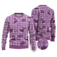 Purple Palaka Hawaii Cowboy Ugly Christmas Sweater Puakenikeni Lei Paniolo Papale Seamless Vibes LT14 Purple - Polynesian Pride