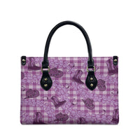 Purple Palaka Hawaii Cowboy Leather Bag Puakenikeni Lei Paniolo Papale Seamless Vibes LT14 - Polynesian Pride