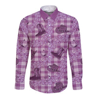 Purple Palaka Hawaii Cowboy Long Sleeve Button Shirt Puakenikeni Lei Paniolo Papale Seamless Vibes LT14 Unisex Purple - Polynesian Pride