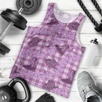 Purple Palaka Hawaii Cowboy Men Tank Top Puakenikeni Lei Paniolo Papale Seamless Vibes LT14 - Polynesian Pride