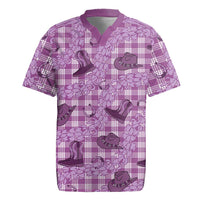 Purple Palaka Hawaii Cowboy Rugby Jersey Puakenikeni Lei Paniolo Papale Seamless Vibes LT14 Purple - Polynesian Pride