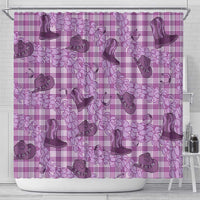 Purple Palaka Hawaii Cowboy Shower Curtain Puakenikeni Lei Paniolo Papale Seamless Vibes LT14 - Polynesian Pride