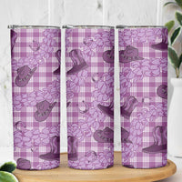 Purple Palaka Hawaii Cowboy Skinny Tumbler Puakenikeni Lei Paniolo Papale Seamless Vibes LT14 - Polynesian Pride