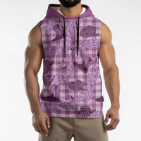 Purple Palaka Hawaii Cowboy Sleeveless Hoodie Puakenikeni Lei Paniolo Papale Seamless Vibes LT14 - Polynesian Pride