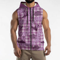 Purple Palaka Hawaii Cowboy Sleeveless Zip Hoodie Puakenikeni Lei Paniolo Papale Seamless Vibes LT14 - Polynesian Pride