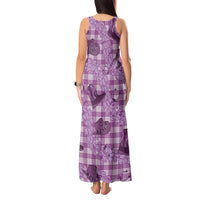 Purple Palaka Hawaii Cowboy Tank Maxi Dress Puakenikeni Lei Paniolo Papale Seamless Vibes LT14 - Polynesian Pride