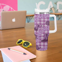 Purple Palaka Hawaii Cowboy Tumbler With Handle Puakenikeni Lei Paniolo Papale Seamless Vibes LT14 - Polynesian Pride