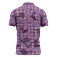 Purple Palaka Hawaii Cowboy Zipper Polo Shirt Puakenikeni Lei Paniolo Papale Seamless Vibes LT14 - Polynesian Pride