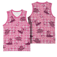 Pink Palaka Hawaii Cowboy Basketball Jersey Puakenikeni Lei Paniolo Papale Seamless Vibes LT14 - Polynesian Pride