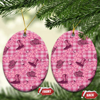 Pink Palaka Hawaii Cowboy Ceramic Ornament Puakenikeni Lei Paniolo Papale Seamless Vibes LT14 Oval Pink - Polynesian Pride