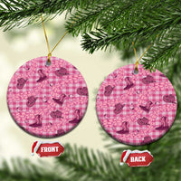 Pink Palaka Hawaii Cowboy Ceramic Ornament Puakenikeni Lei Paniolo Papale Seamless Vibes LT14 Circle Pink - Polynesian Pride