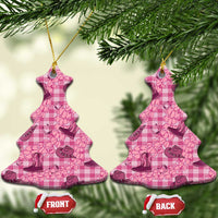 Pink Palaka Hawaii Cowboy Ceramic Ornament Puakenikeni Lei Paniolo Papale Seamless Vibes LT14 Christmas Tree Pink - Polynesian Pride