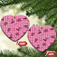 Pink Palaka Hawaii Cowboy Ceramic Ornament Puakenikeni Lei Paniolo Papale Seamless Vibes LT14 Heart Pink - Polynesian Pride