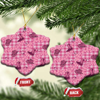 Pink Palaka Hawaii Cowboy Ceramic Ornament Puakenikeni Lei Paniolo Papale Seamless Vibes LT14 Snow Flake Pink - Polynesian Pride