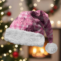 Pink Palaka Hawaii Cowboy Christmas Santa Hat Puakenikeni Lei Paniolo Papale Seamless Vibes LT14 With Fur Pink - Polynesian Pride