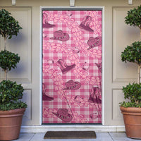 Pink Palaka Hawaii Cowboy Door Cover Puakenikeni Lei Paniolo Papale Seamless Vibes LT14 Pink - Polynesian Pride