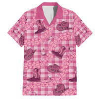 Pink Palaka Hawaii Cowboy Family Matching Puletasi and Hawaiian Shirt Puakenikeni Lei Paniolo Papale Seamless Vibes LT14 Dad's Shirt - Short Sleeve Pink - Polynesian Pride