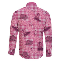 Pink Palaka Hawaii Cowboy Family Matching Short Sleeve Bodycon Dress and Hawaiian Shirt Puakenikeni Lei Paniolo Papale Seamless Vibes LT14 - Polynesian Pride